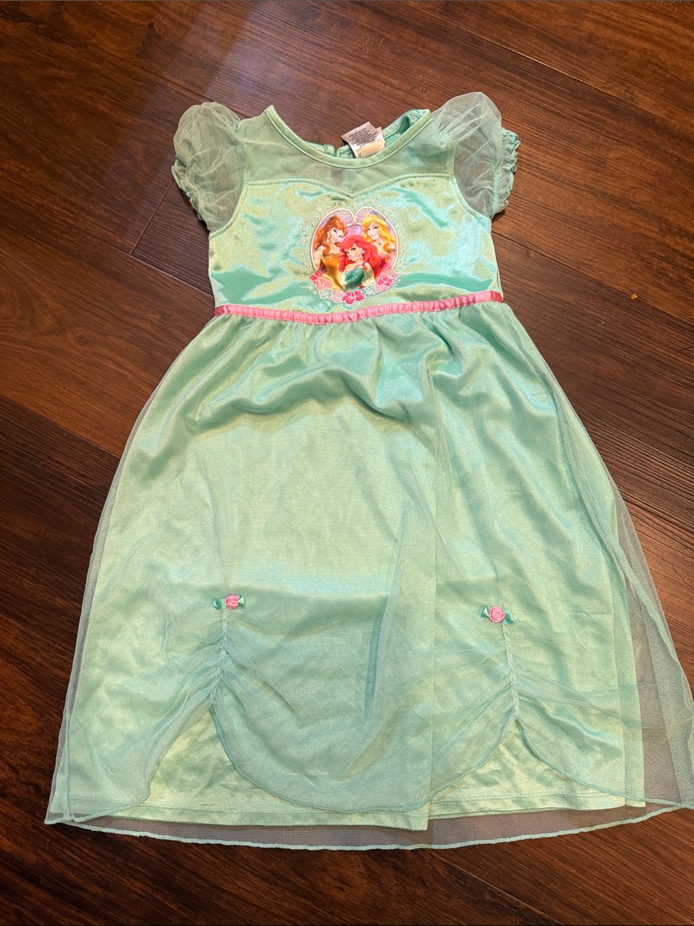 Disney Girls' Mermaid Green Princess Nightgown with Character Patch